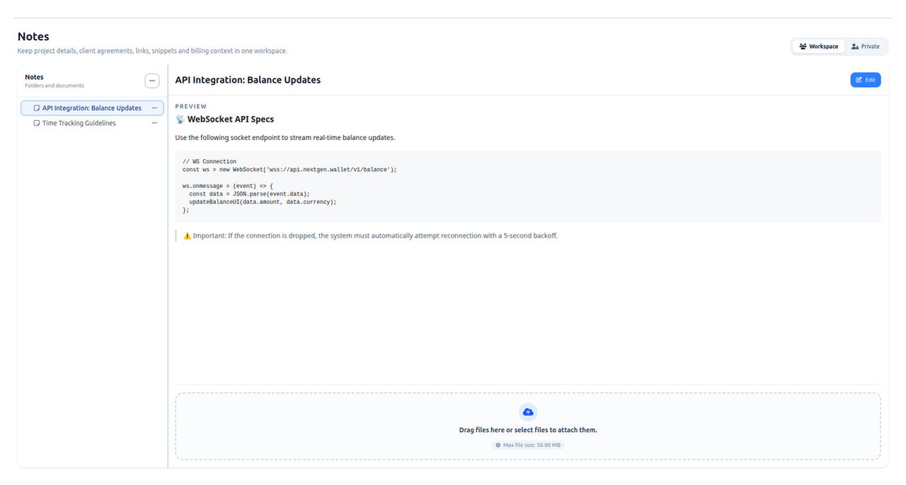 Tasks, Notes, and Time Tracking in a Single Browser Tab